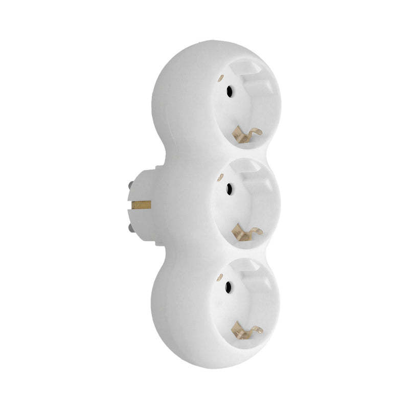 Adaptador triple schuko recto 16A. 250V