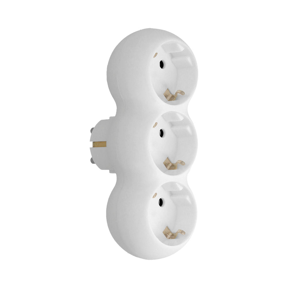 Adaptador triple schuko recto 16a. 250v.