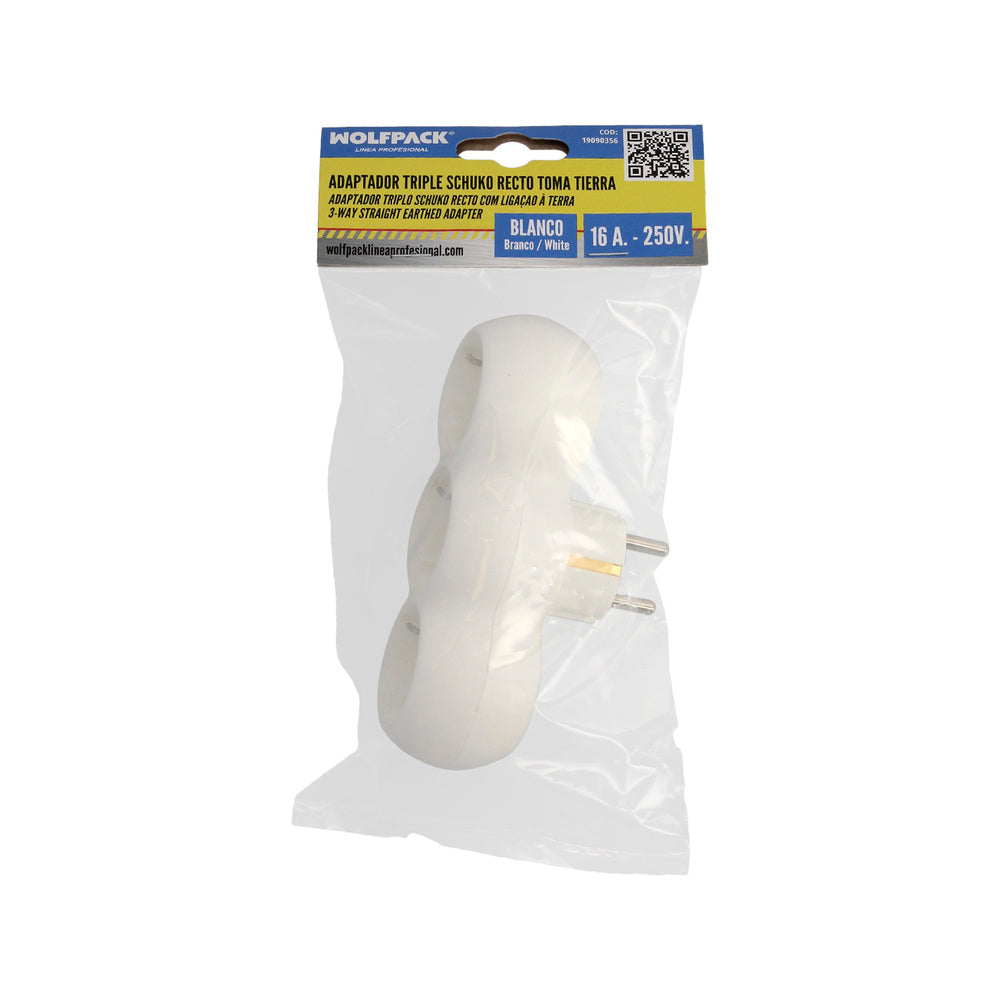 Adaptador triple schuko recto 16a. 250v.