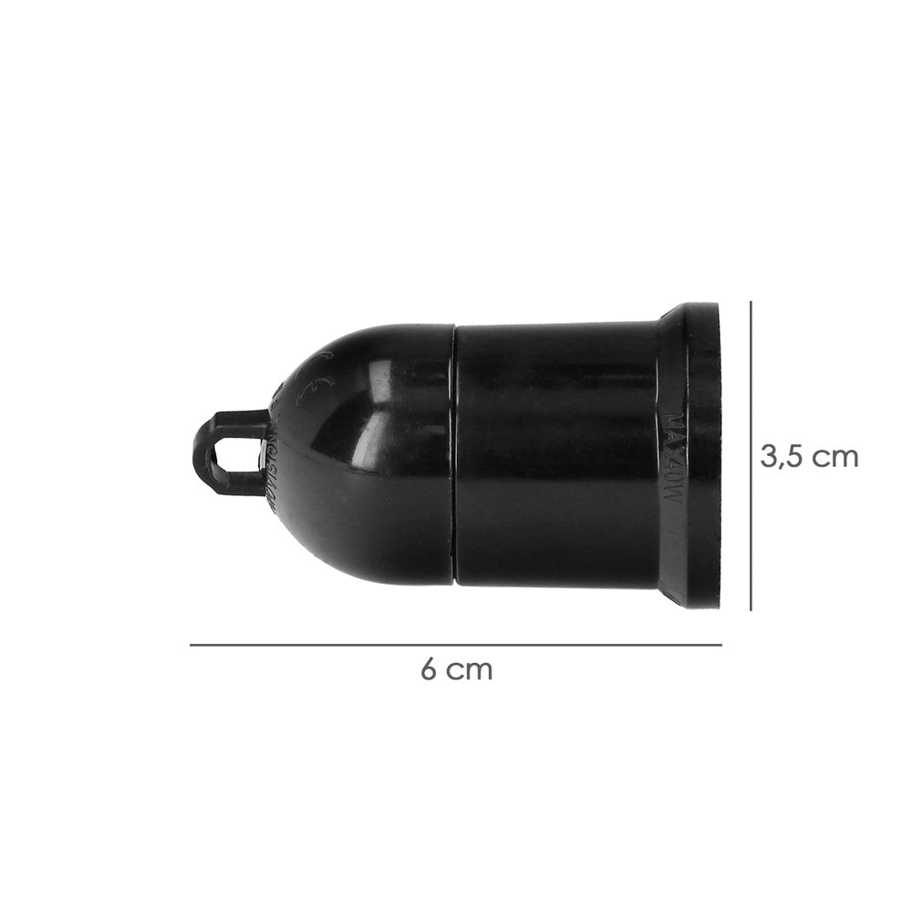 Casquilho 4 amperes rosca e-27 obra preto.