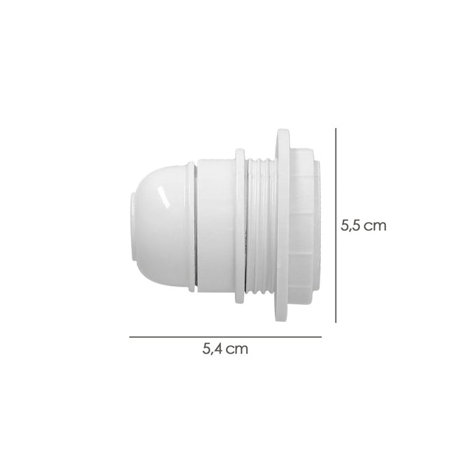 Portalamparas 4 amperios rosca e-27 con arandela. color blanco