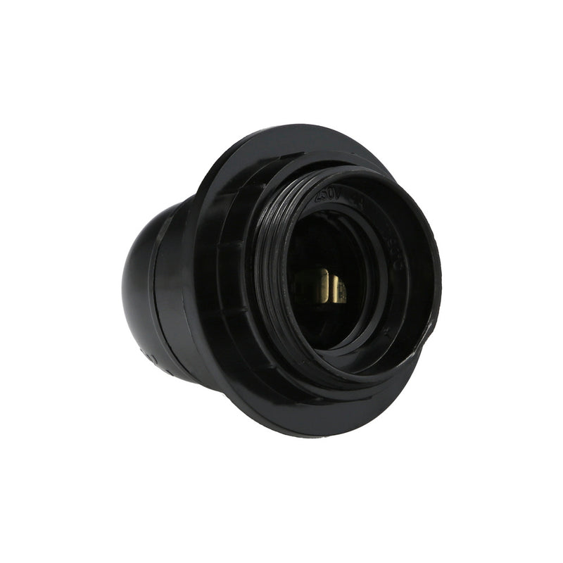 Portalamparas 4 a. e-27 con rosca + arandela negro