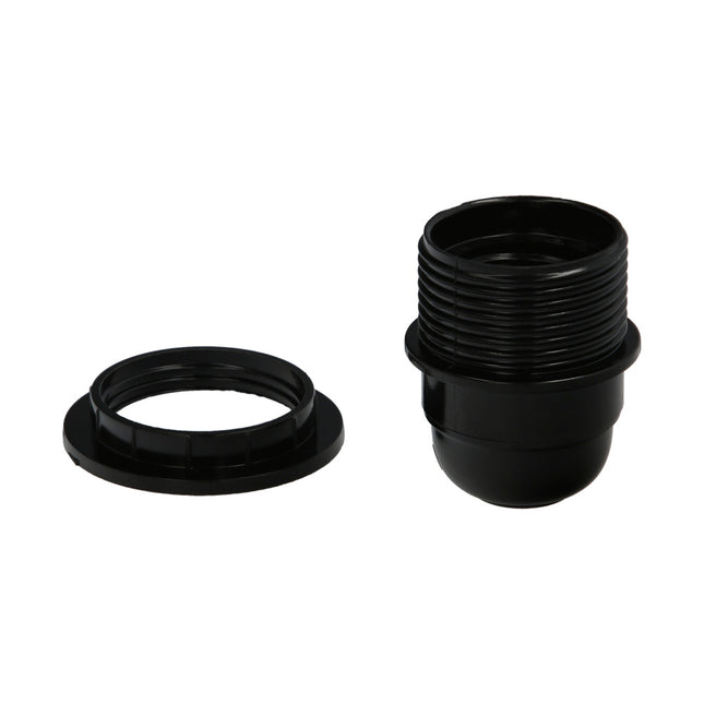 Portalamparas 4 a. e-27 con rosca + arandela negro