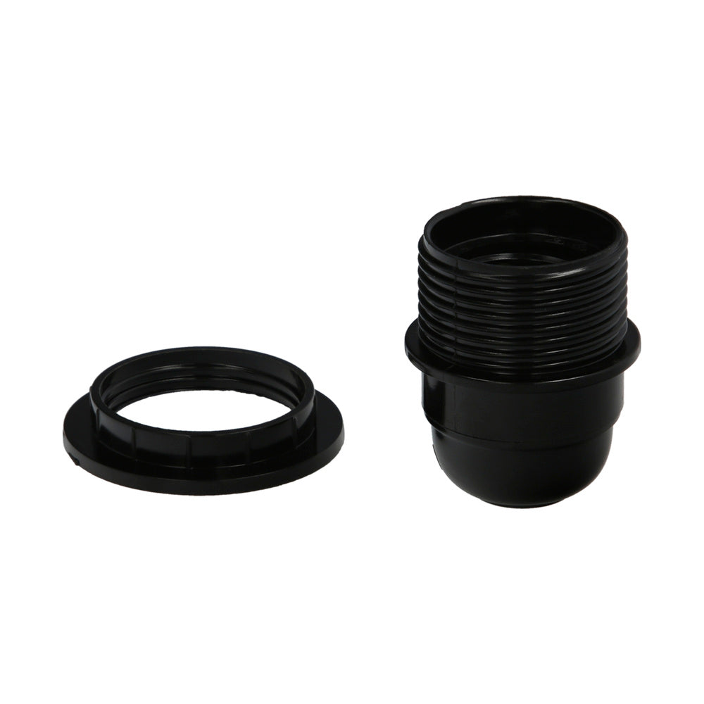 Casquilho E27 com rosca + anilha preto