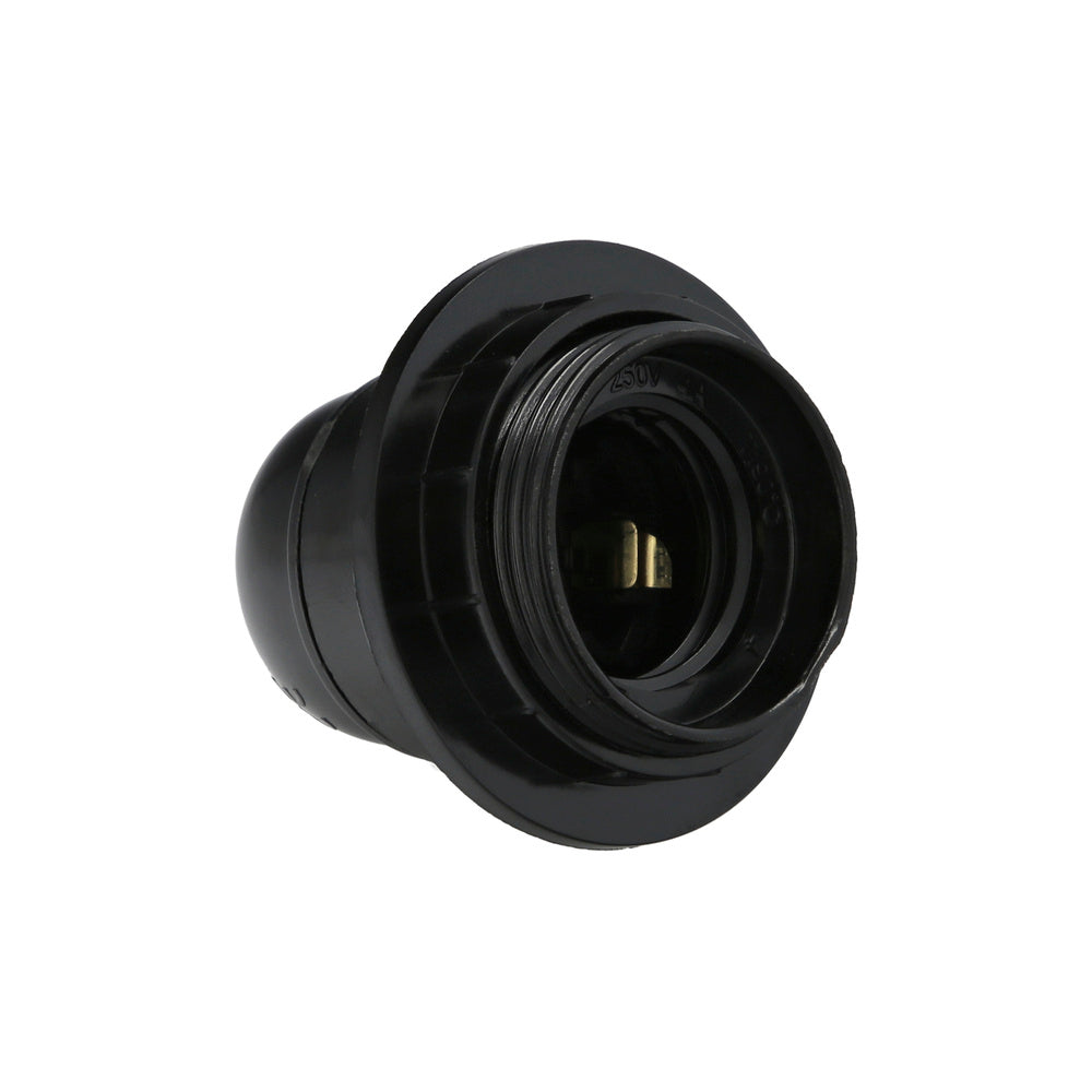 Casquilho E27 com rosca + anilha preto