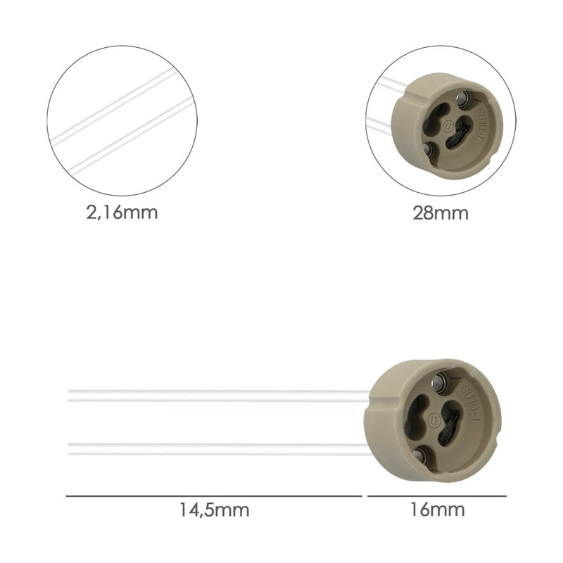 Portalamparas GU-10 ceramico para bombillas halogenas / LED