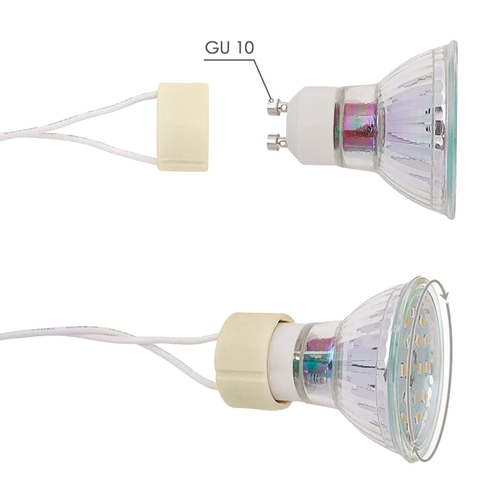 Casquilho GU10 em cerâmica para lâmpadas halogéneo / LED