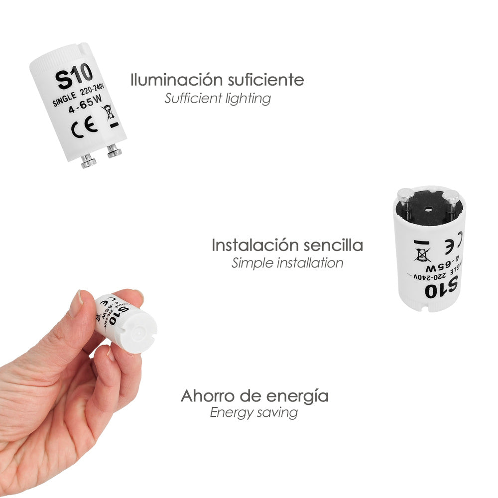 Arrancador 4 - 65 watt. Arrancador fluorescente, arrancador para tubo fluorescente, arrancador de arranque rápido.