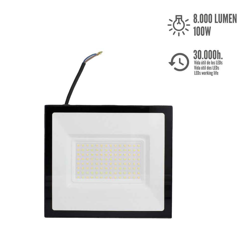 Foco led plano 100 watt / 4000 k / ip65 / 8000 lúmenes