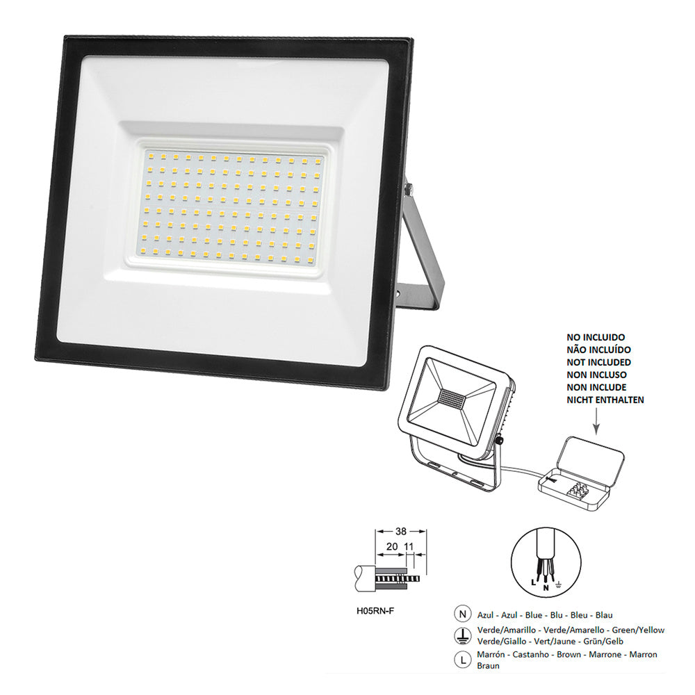 Foco led plano 100 watt / 4000 k / ip65 / 8000 lúmenes