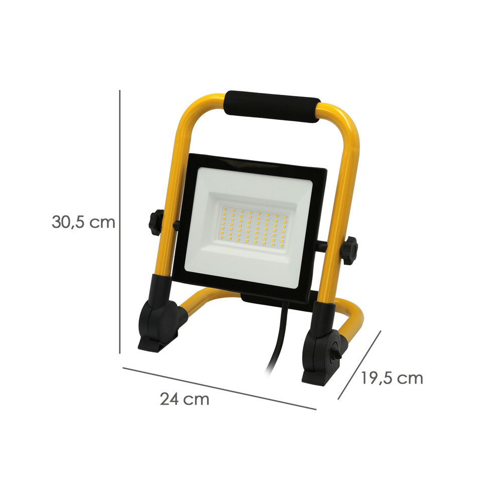 Foco led plano 50 watt. Luz blanca 4000º k ip 65 4000 lúmenes con asa de transporte, proyector led con asa, foco led trabajo