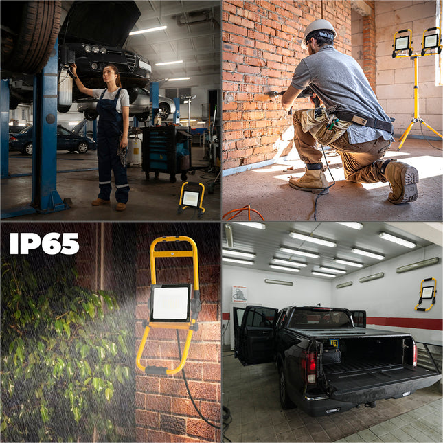 Foco LED plano 50 watt. luz blanca 4000º k IP 65 4000 lumenes con asa de transporte, proyector LED con asa, foco LED trabajo