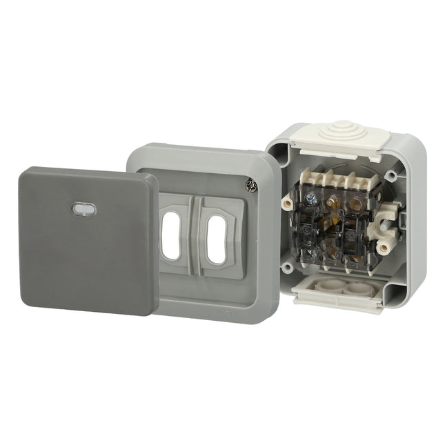 Pulsador con tapa y con luz