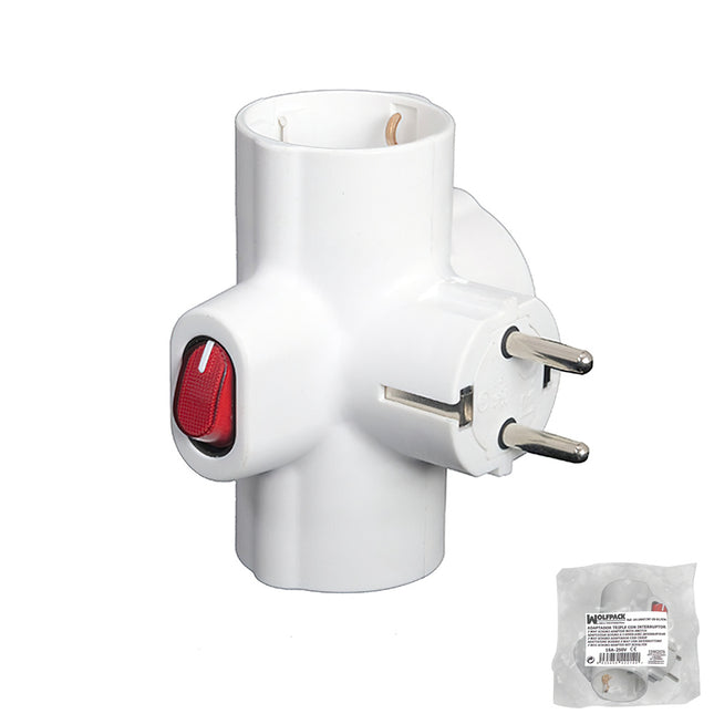 Adaptador / ladron triple schuko 16 a 250v con interruptor