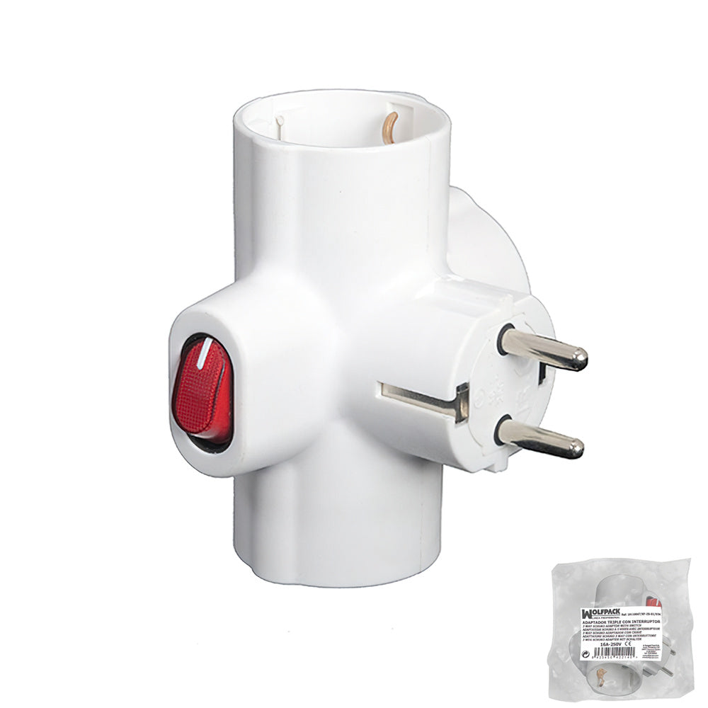 Adaptador / tripla tomada shucko 16 a 250v com interruptor