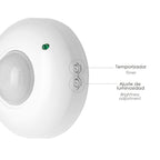 Detector de movimiento por infrarrojos con sensor crepuscular 360°. Ajustable