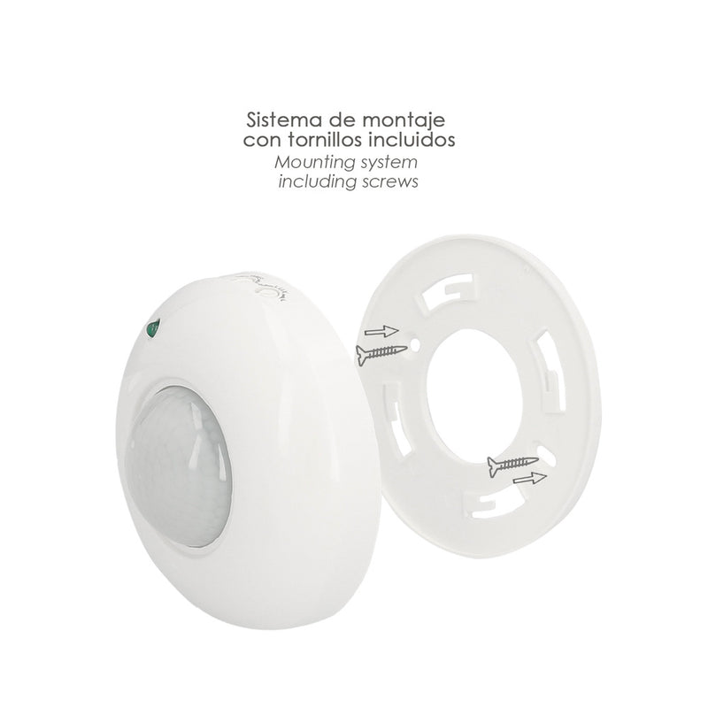 Detector de movimiento por infrarrojos con sensor crepuscular 360°. ajustable