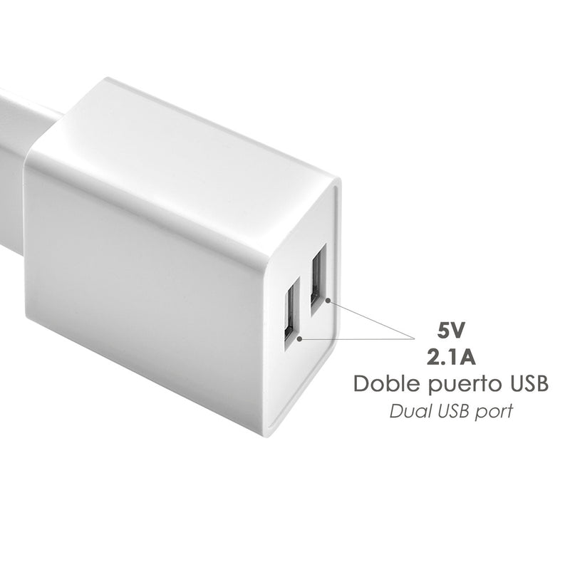 Cargador USB dos tomas 2.1 amperios. 5 v. adaptador enchufe USB cargador USB de pared, android, iphone, smartphones, tablets