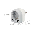 Enchufe / adaptador schuko con 2 tomas, usb a / c. Potencia máxima 3680 w. Cargador móviles, cargador 2 tomas, adaptador móviles