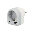 Enchufe / adaptador schuko con 2 tomas, usb a / c. Potencia máxima 3680 w. Cargador móviles, cargador 2 tomas, adaptador móviles