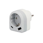 Enchufe / adaptador schuko con 2 tomas, usb a / c. Potencia máxima 3680 w. Cargador móviles, cargador 2 tomas, adaptador móviles