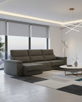 Sofá chaiselongue gris 3 plazas con asientos extensibles