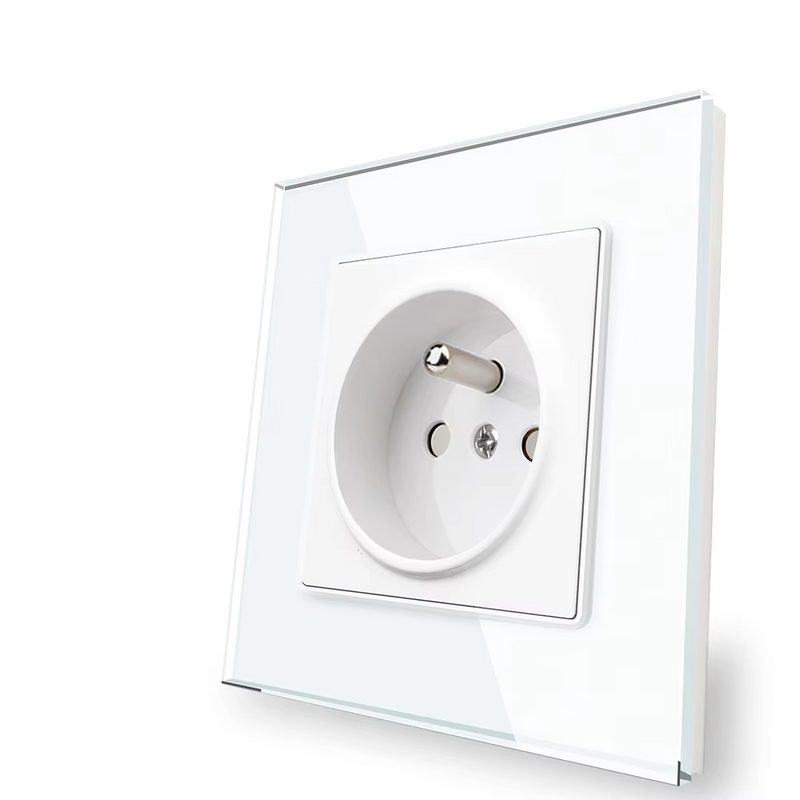 Enchufe de pared estándar francés con panel de cristal templado Serie D1EnchufesHardware > Power & Electrical Supplies > Power Outlets & Sockets > Wall Outlets