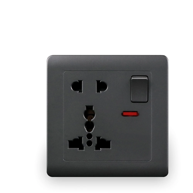 Enchufe Universal de 5 orificios con indicador LED de control conmutado Serie A3Enchufes