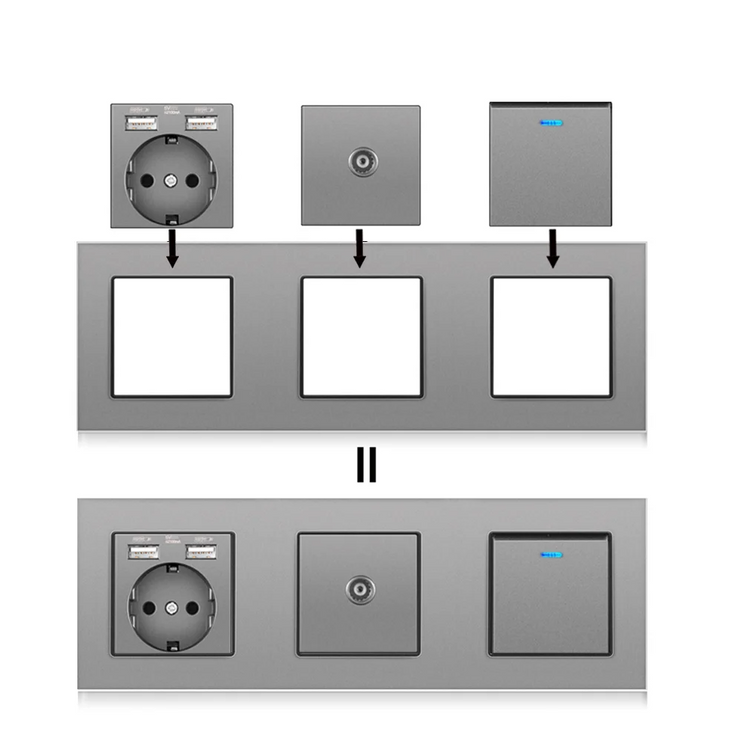 A1 Series combinable switches with fireproof polycarbonate panels