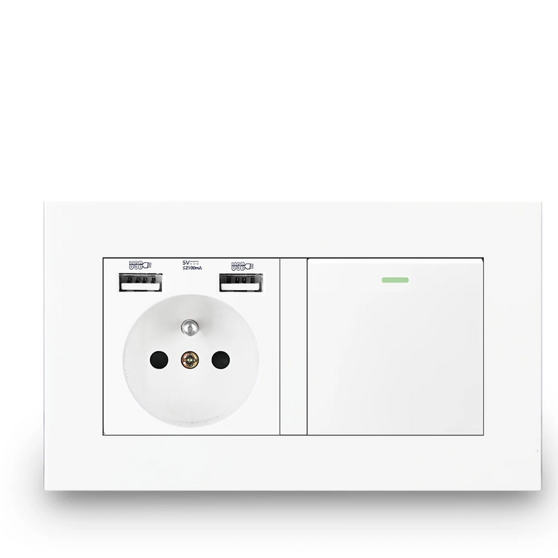Duo enchufe francés + interruptor con USB Serie A1EnchufesHardware > Power & Electrical Supplies > Power Outlets & Sockets > Wall Outlets
