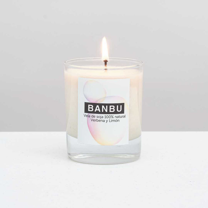 Vela de soja natural aroma verbena y limón para el hogar