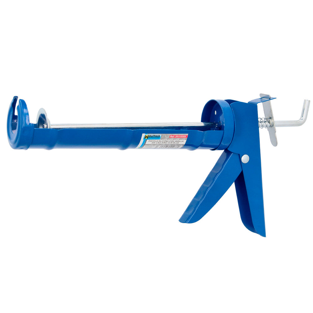 Pistola de silicone básica. Cor azul. Pistola seladora, pistola seladora de silicone, pistola de calafetagem, pistola de calafetar,