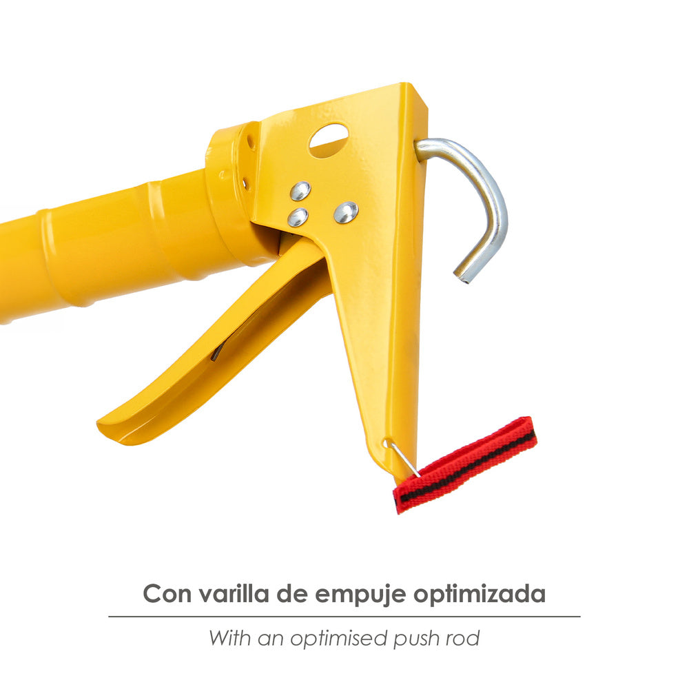 Pistola silicona amarilla, pistola selladora, pistola selladora silicona, pistola calafateo, pistola calafatear,