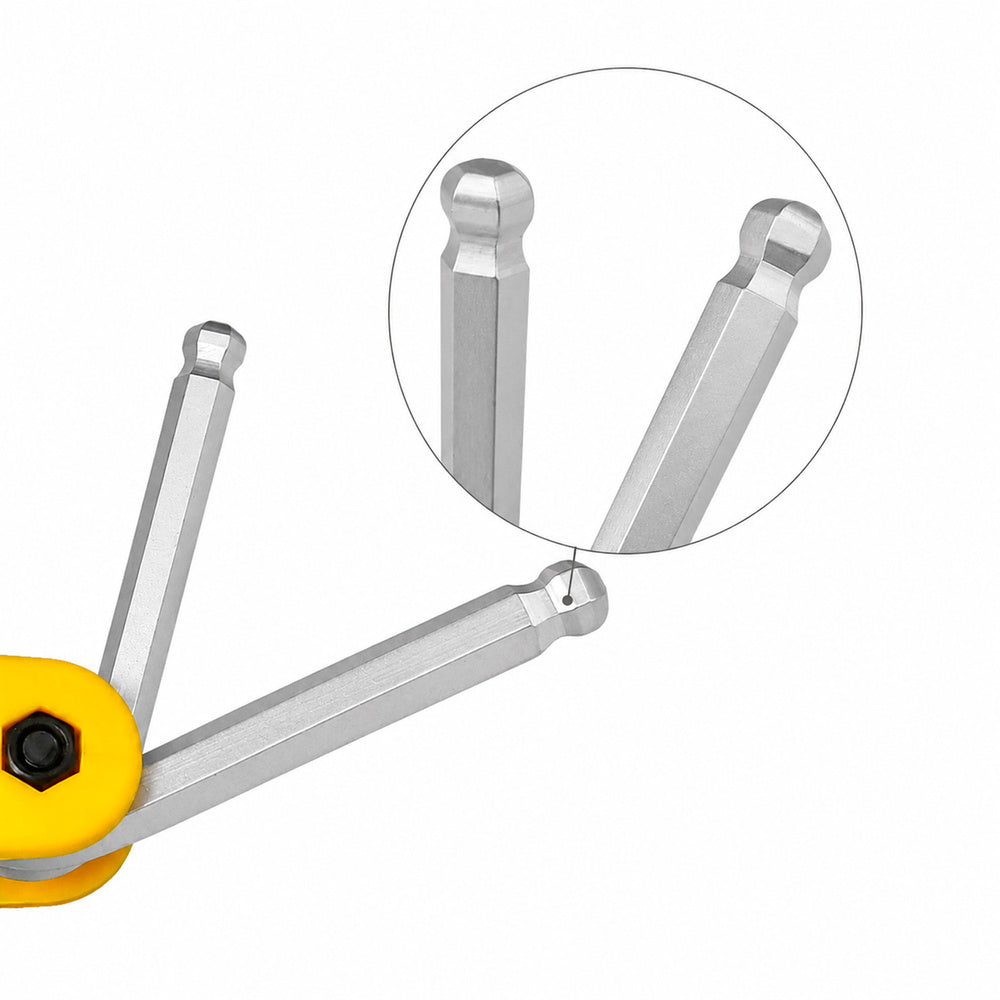Juego 7 llaves allen plegable con bola acero cromo vanadio. Juego llaves hexagonales, juego de llaves plegable allen con bola