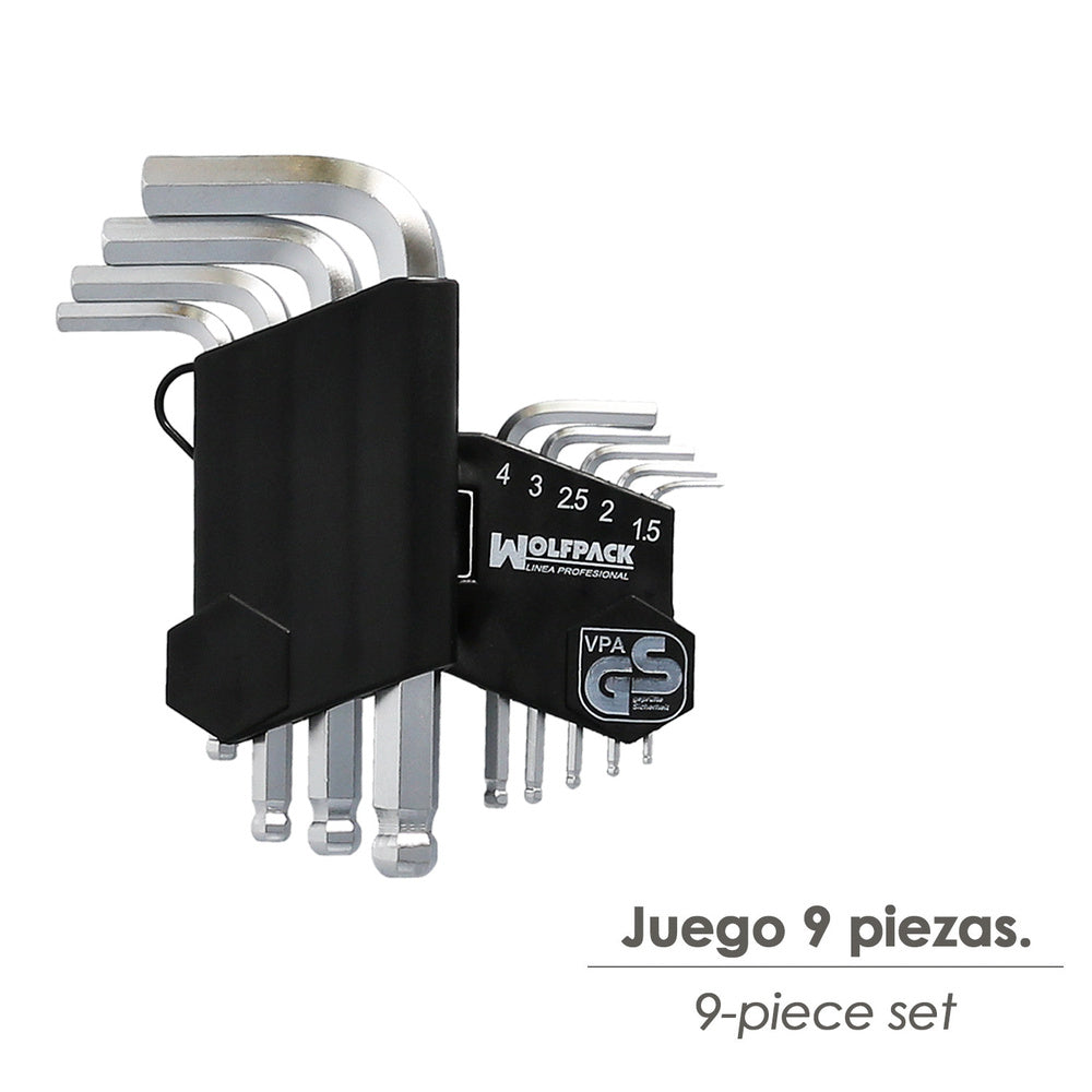 Juego llaves allen 9 piezas con bola