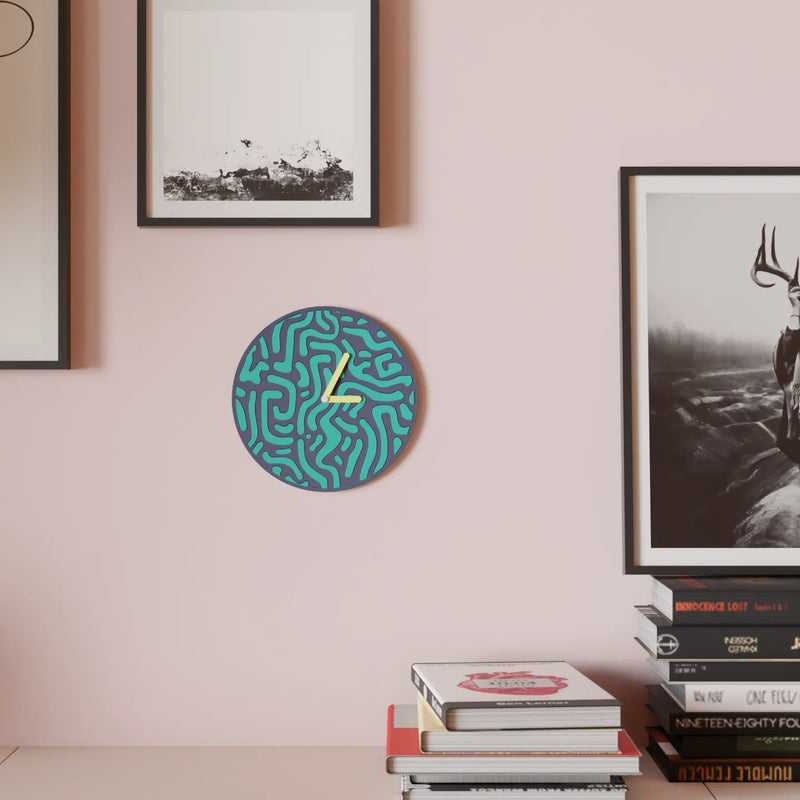 Reloj de Pared Diseño Contemporáneo - Patrón Orgánico, Arte Mural 3D Pintado a Mano, Decoración Original Salón, mecanismo silencioso.RelojHome & Garden > Decor > Clocks > Wall Clocks