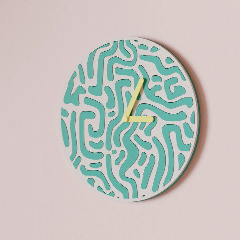 Reloj de Pared Diseño Contemporáneo - Patrón Orgánico, Arte Mural 3D Pintado a Mano, Decoración Original Salón, mecanismo silencioso.RelojHome & Garden > Decor > Clocks > Wall Clocks