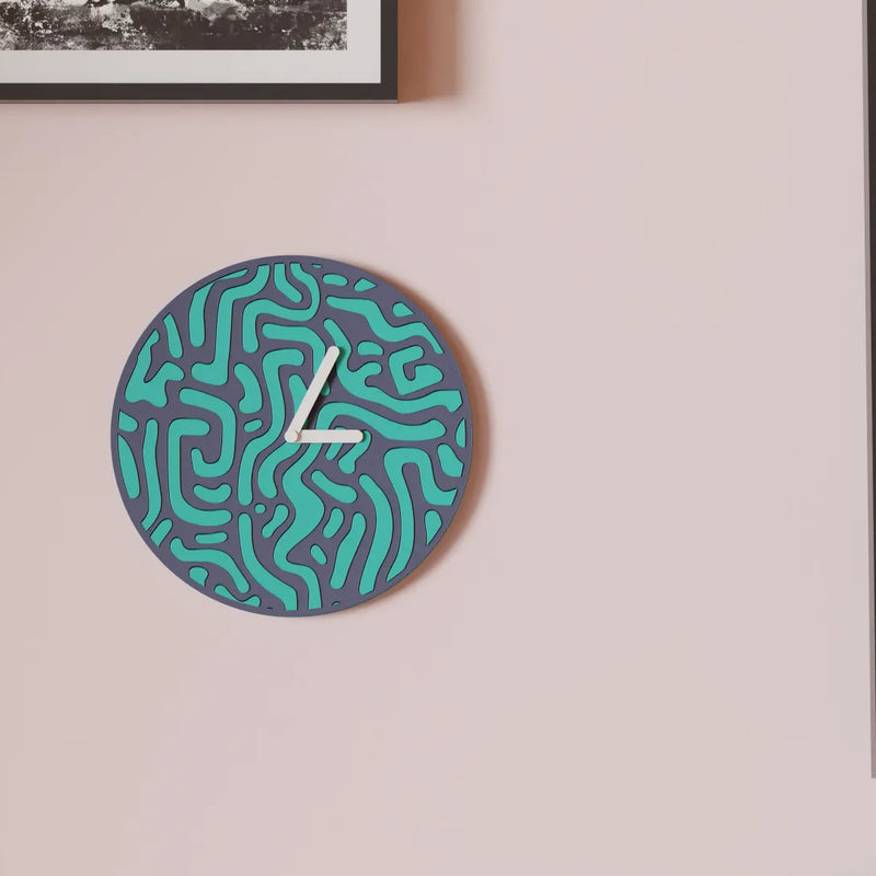 Reloj de Pared Diseño Contemporáneo - Patrón Orgánico, Arte Mural 3D Pintado a Mano, Decoración Original Salón, mecanismo silencioso.RelojHome & Garden > Decor > Clocks > Wall Clocks