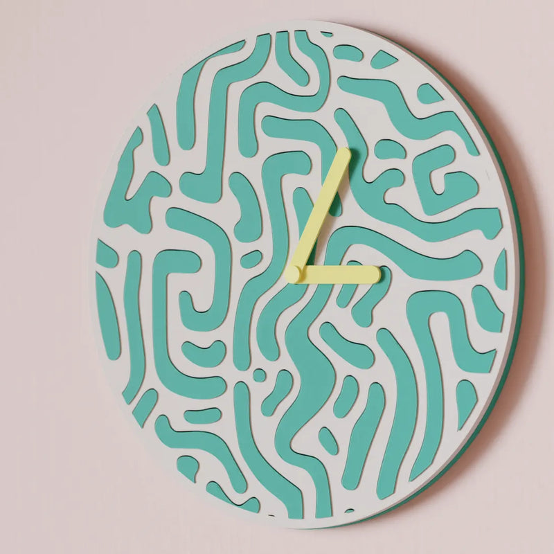 Reloj de Pared Diseño Contemporáneo - Patrón Orgánico, Arte Mural 3D Pintado a Mano, Decoración Original Salón, mecanismo silencioso.RelojHome & Garden > Decor > Clocks > Wall Clocks
