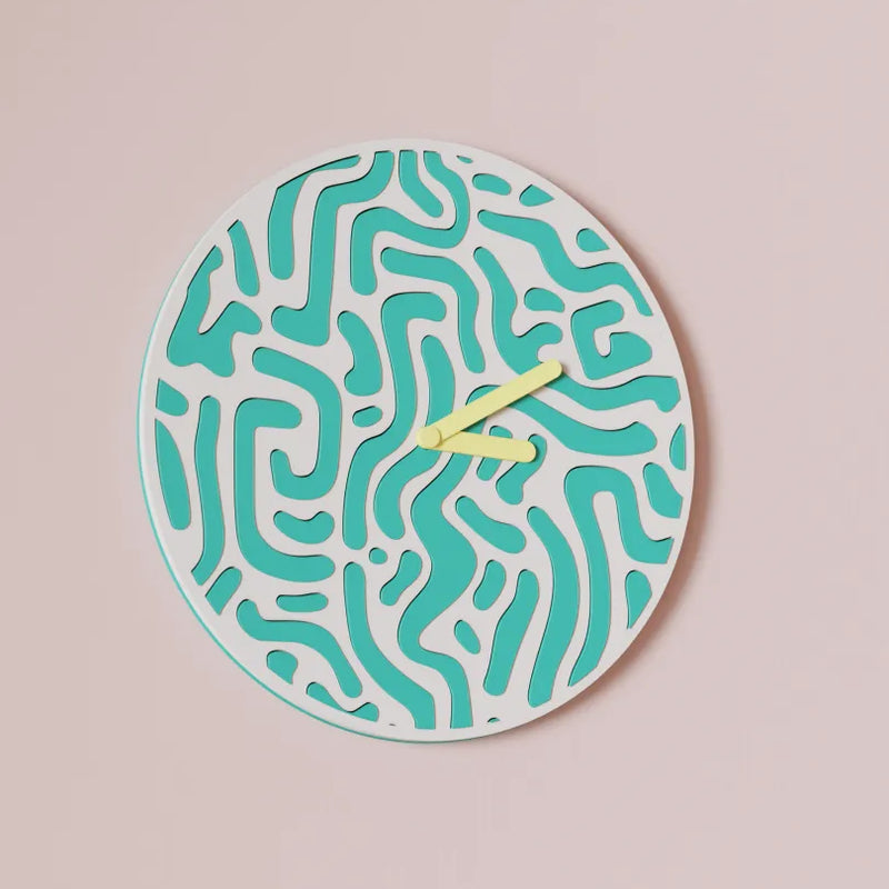Reloj de Pared Diseño Contemporáneo - Patrón Orgánico, Arte Mural 3D Pintado a Mano, Decoración Original Salón, mecanismo silencioso.RelojHome & Garden > Decor > Clocks > Wall Clocks