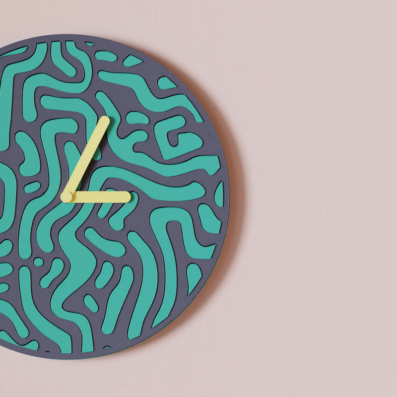 Reloj de Pared Diseño Contemporáneo - Patrón Orgánico, Arte Mural 3D Pintado a Mano, Decoración Original Salón, mecanismo silencioso.RelojHome & Garden > Decor > Clocks > Wall Clocks