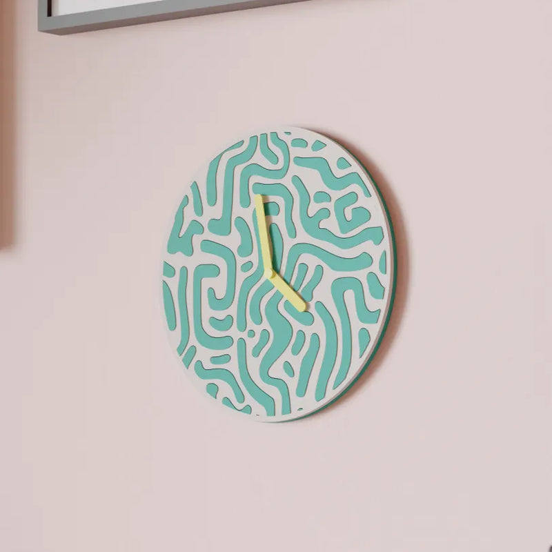 Reloj de Pared Diseño Contemporáneo - Patrón Orgánico, Arte Mural 3D Pintado a Mano, Decoración Original Salón, mecanismo silencioso.RelojHome & Garden > Decor > Clocks > Wall Clocks