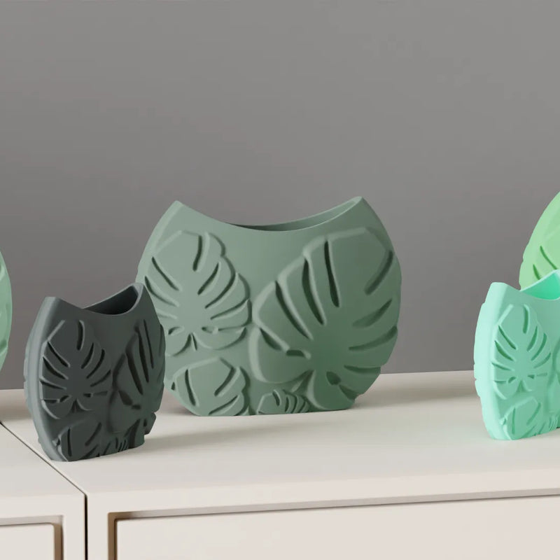 Jarrón decorativo con hojas tropicales en relieveJARRÓNHome & Garden > Decor > Vases