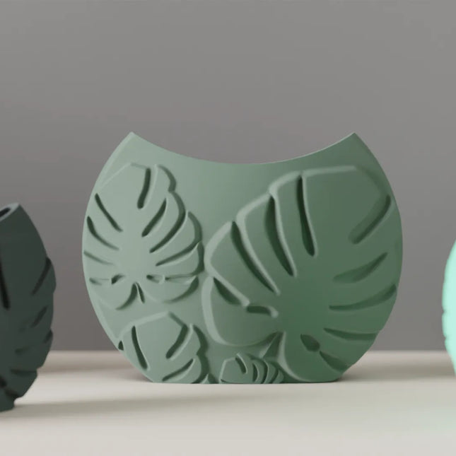 Jarrón decorativo con hojas tropicales en relieveJARRÓNHome & Garden > Decor > Vases
