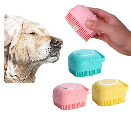 Brosse de bain pour animaux de compagnie avec réservoir de savon