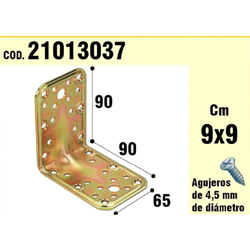 Suporte de madeira em ângulo 65x90x90 mm espessura 2,5 mm