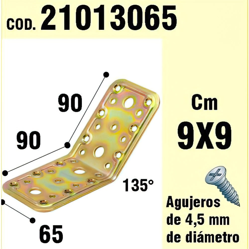 Suporte para madeira em ângulo 65x90x90 mm/135°
