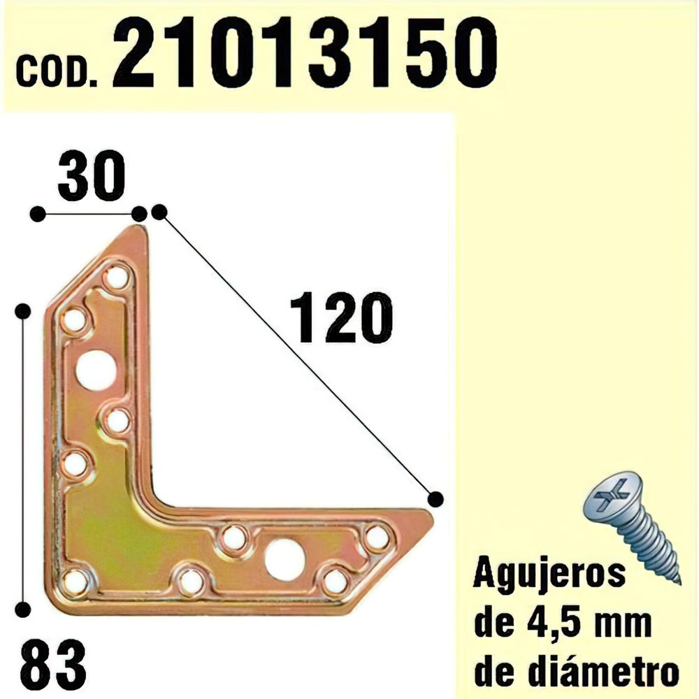 Suporte de madeira para placa bicromática "l" de 120 mm