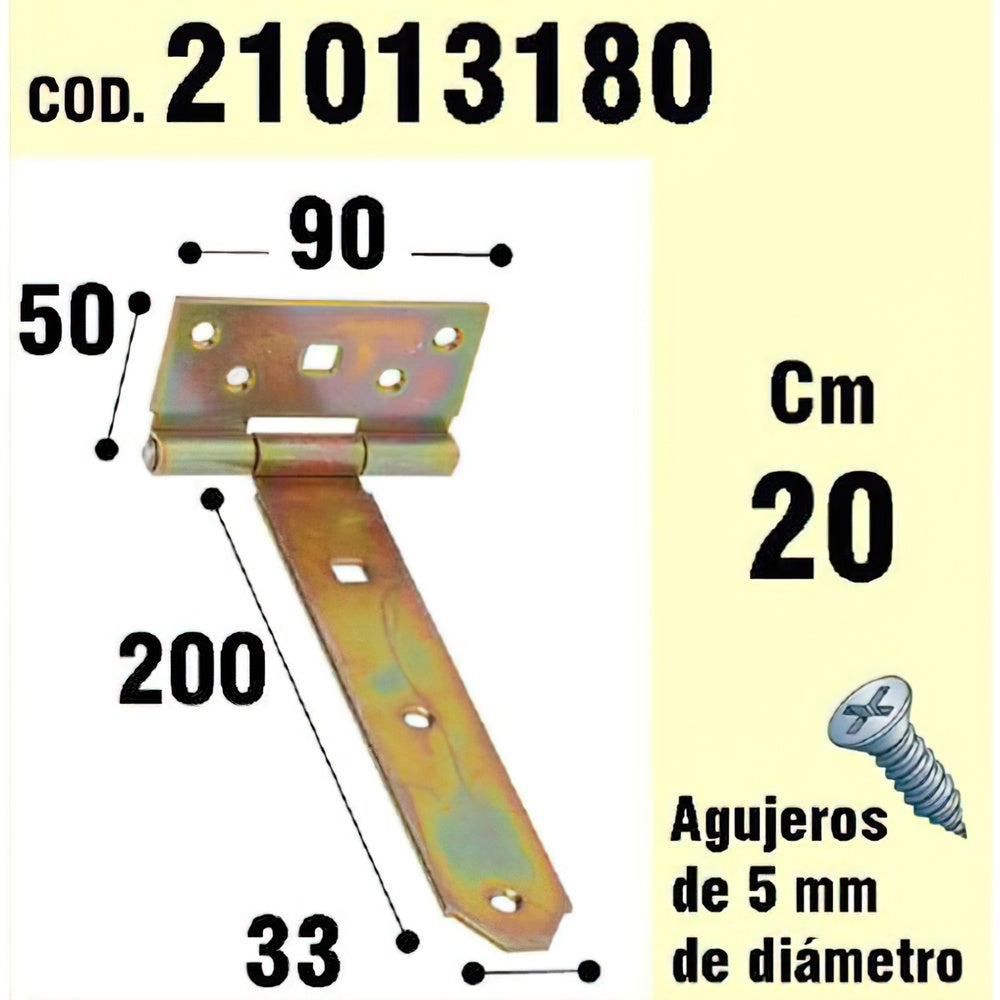 Suporte de dobradiça de madeira bicromática de 200 mm