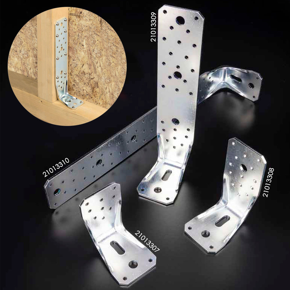 Soporte para madera con angulo reforzado 65x88x285 mm conector angular, escuadra fijación, zapata madera soporte pérgola madera